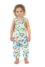 Load image into Gallery viewer, ANCHOR POINT Tots Organic Cotton Jersey Dungarees/White (Hawaiian)
