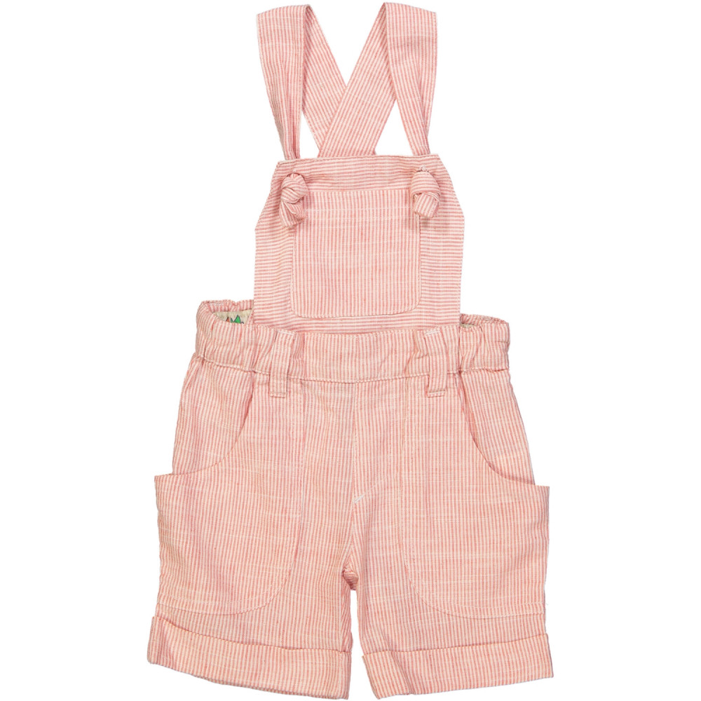 SHAKO Tots Linen & Cotton Shorts with Removable Bib/Coral