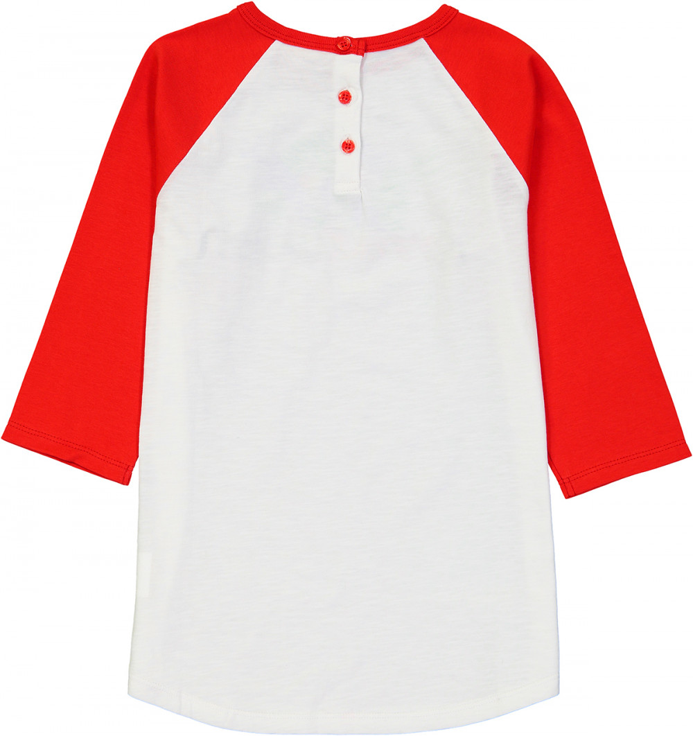 BUNDORAN Organic Cotton Raglan Sleeve T-shirt/Bright Red (Whale)