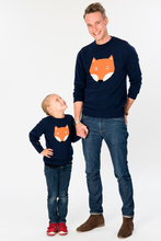 Load image into Gallery viewer, CLASSIC FOX Adult Sized Jacquard Knit Jumper/Deep Blue
