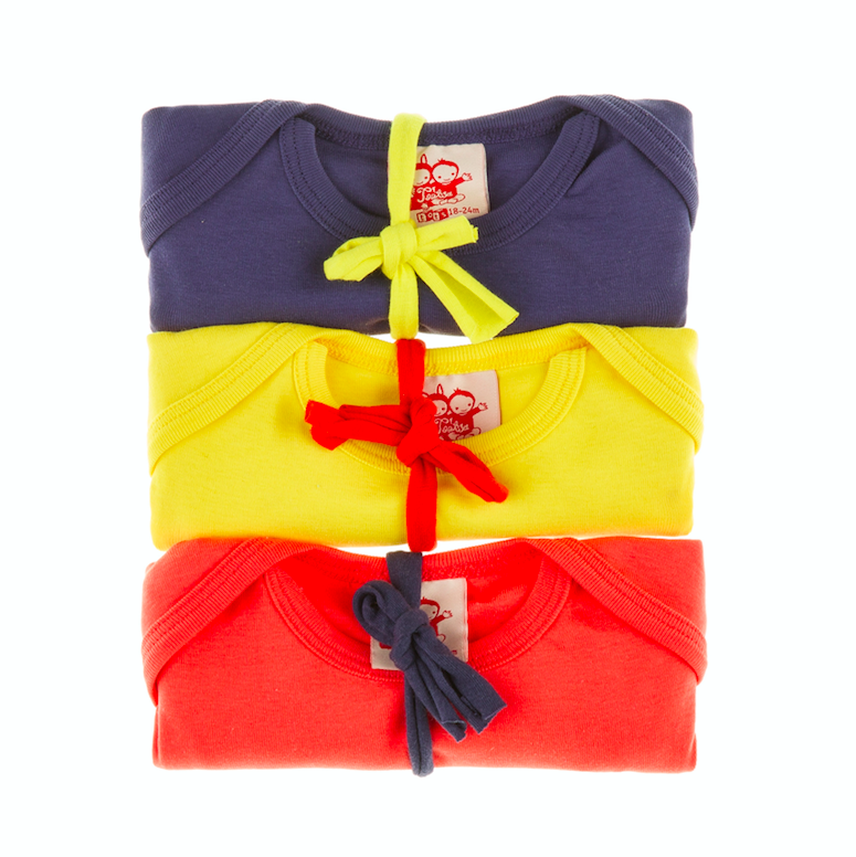 ESSENTIEL Lot de 3 T-shirts en coton bio /Jaune, Rouge, Marine