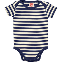 Load image into Gallery viewer, ESSENTIAL Baby Unisex Striped Organic Cotton Bodies (Pack of 4)/Navy, Bright Red, Sun, Teal
