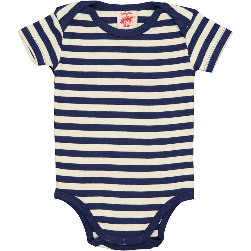 ESSENTIAL Baby Unisex Striped Organic Cotton Bodies (Pack of 4)/Navy, Bright Red, Sun, Teal