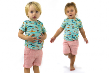 Load image into Gallery viewer, ULUWATU Tots Organic Cotton T-shirt/Aruba Blue (Surfers Stripe)
