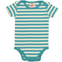 Load image into Gallery viewer, ESSENTIAL Baby Unisex Striped Organic Cotton Bodies (Pack of 4)/Navy, Bright Red, Sun, Teal
