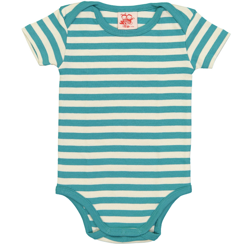 ESSENTIAL Baby Unisex Striped Organic Cotton Bodies (Pack of 4)/Navy, Bright Red, Sun, Teal