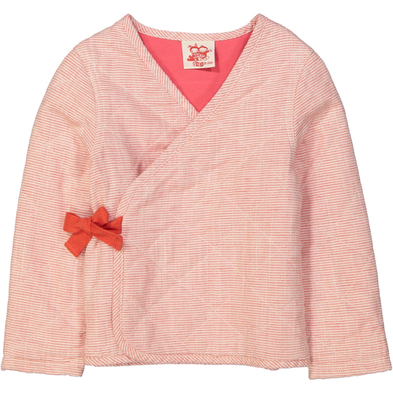 KIMONO Veste matelassée lin et coton/Corail