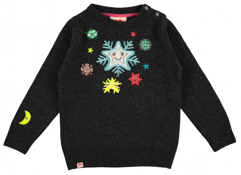 TOOTSA FOR CONRAN Baby Christmas Jumper / Charcoal (Snowflakes)