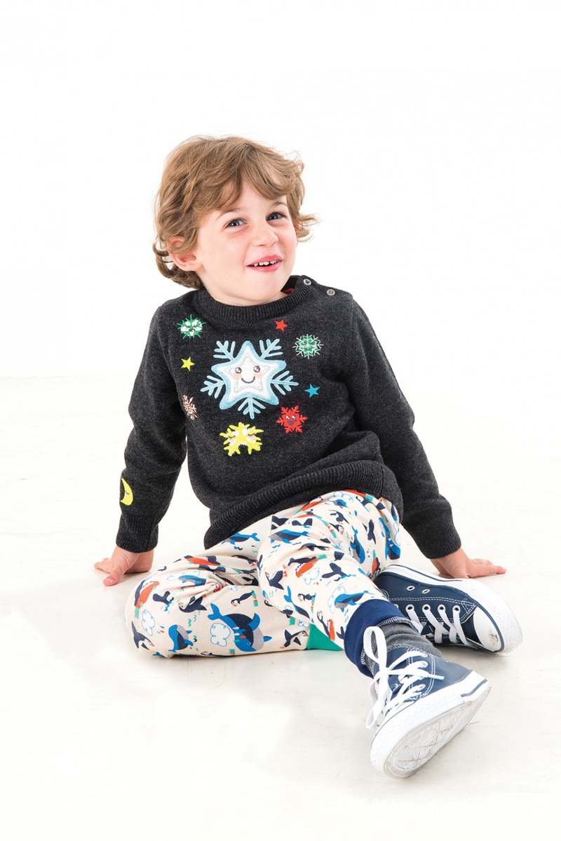 TOOTSA FOR CONRAN Baby Christmas Jumper / Charcoal (Snowflakes)