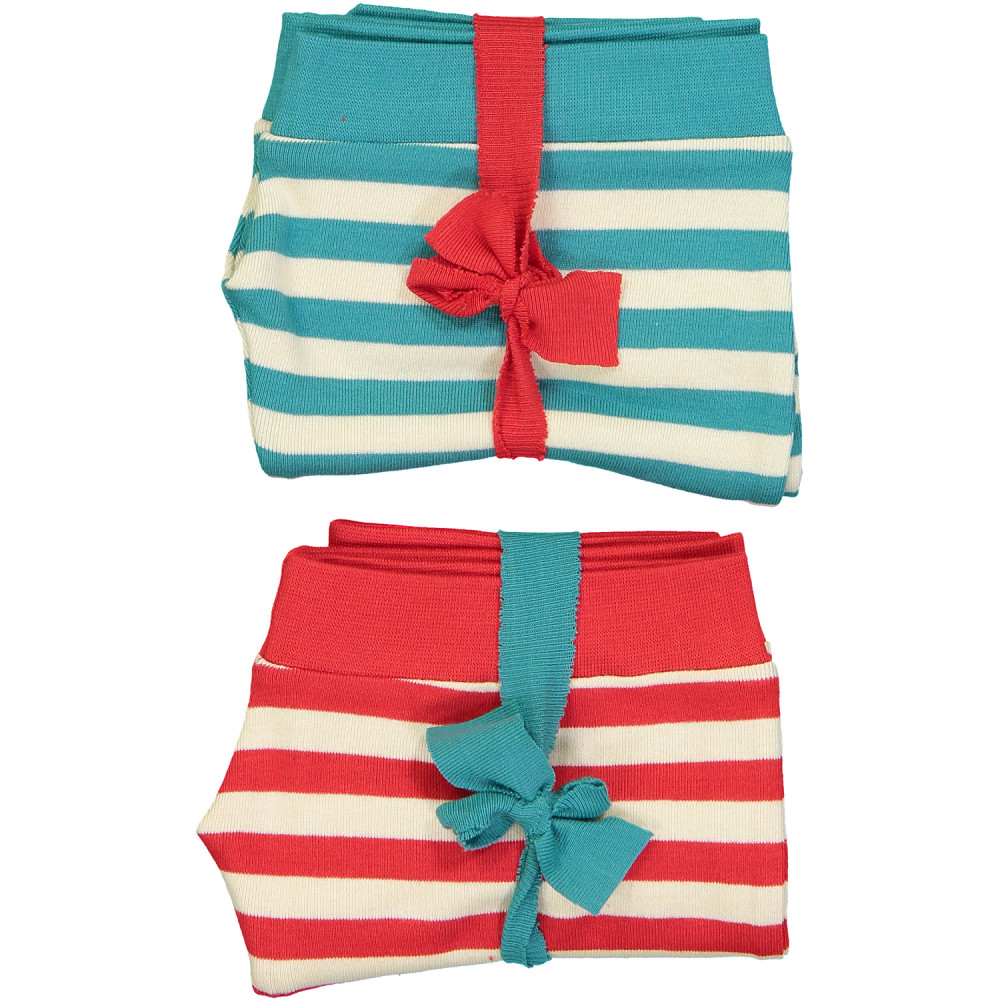 ESSENTIAL Baby Unisex Organic Cotton Bloomer Shorts (Pack of 2)/Bright Red, Teal