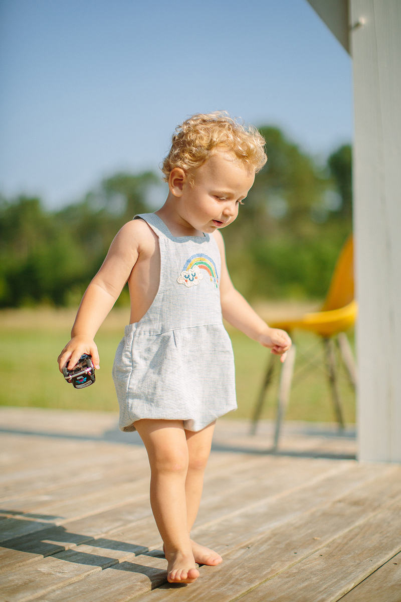 OTSU Tots Linen & Cotton Sun Suit/Perwinkle