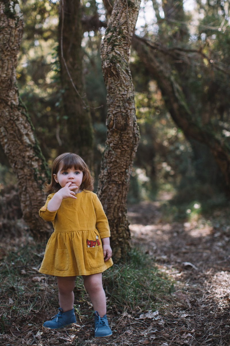 CLASSIC BABY UNISEX CORDUROY SMOCK DRESS/Mustard