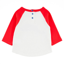 Load image into Gallery viewer, BUNDORAN Tots Organic Cotton Raglan Sleeve T-shirt/Bright Red (Whale)
