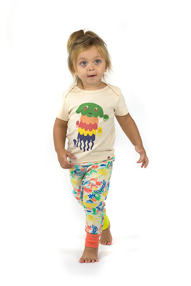 PASTA POINT Tots Organic Cotton Slim Fit T-shirt/Cream (Jellyfish)