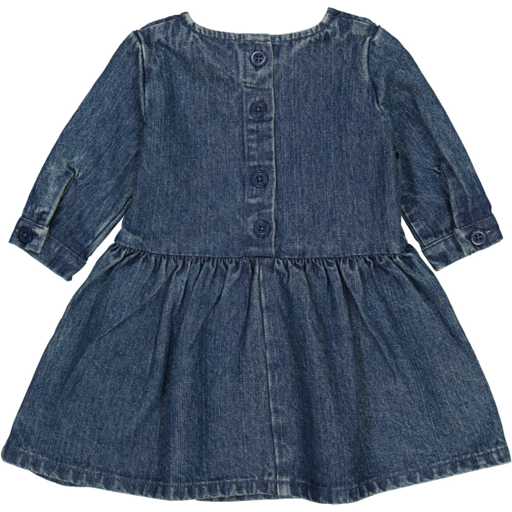 CLASSIC BABY UNISEX DENIM SMOCK DRESS/Washed Blue