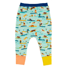 Load image into Gallery viewer, THE PASS Kids Organic Cotton Harem Pants/Aruba Blue (Surfers Stripe)
