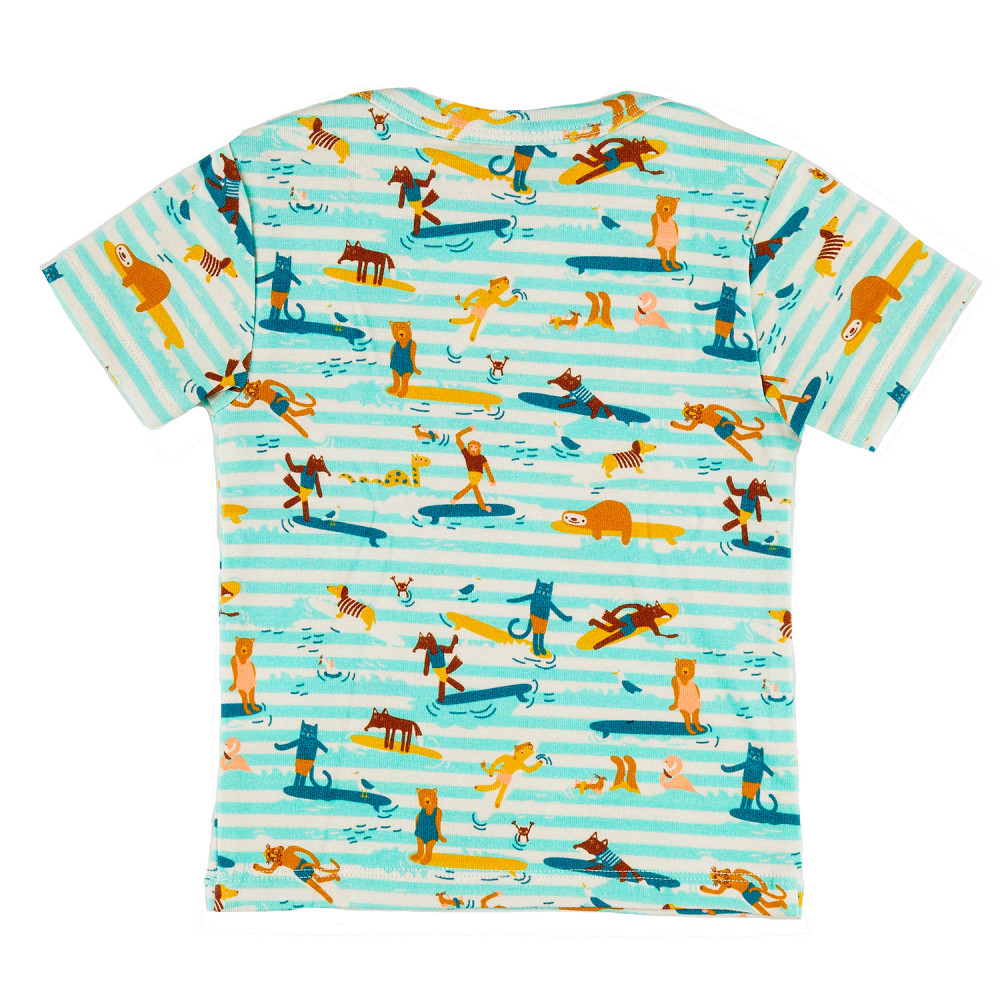ULUWATU Tots Organic Cotton T-shirt/Aruba Blue (Surfers Stripe)