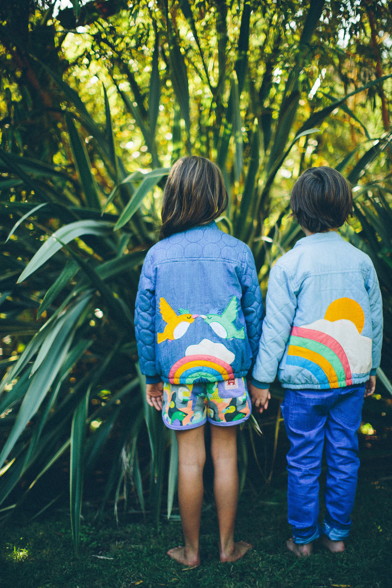 SUNRISE JACKET for Babies/Dark Denim (Birds & Rainbow)