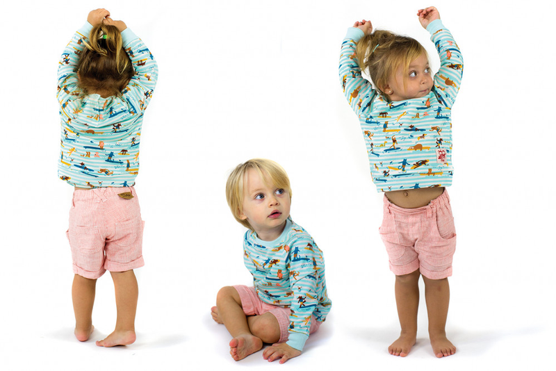 SHAKO Tots Linen & Cotton Shorts with Removable Bib/Coral