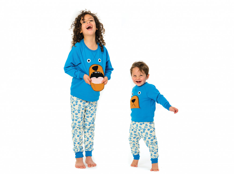 CLASSIC BEAR Baby Unisex Zip Mouth Organic Cotton Sweatshirt/Bright Blue