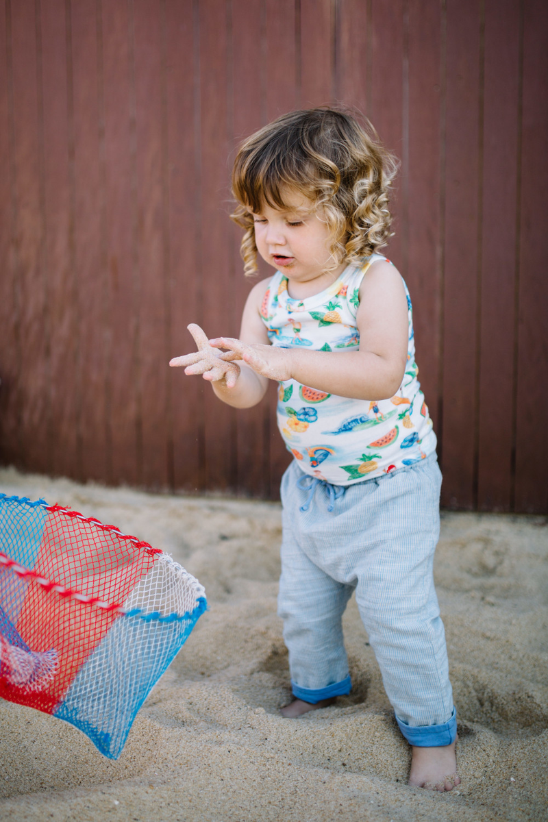 TRESTLES Tots Organic Cotton Printed Vest Top/White (Hawaiian)