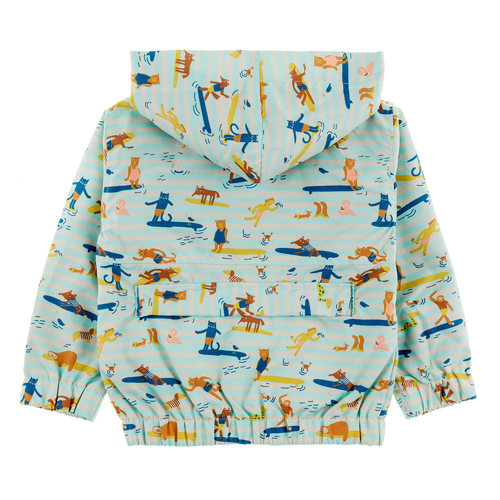 MAUI Baby All Over Printed Rain Jacket/Aruba Blue (Surfers Stripe)