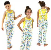 Load image into Gallery viewer, COCO BEACH Organic Cotton Jersey Dungarees/White (Hawaiian)
