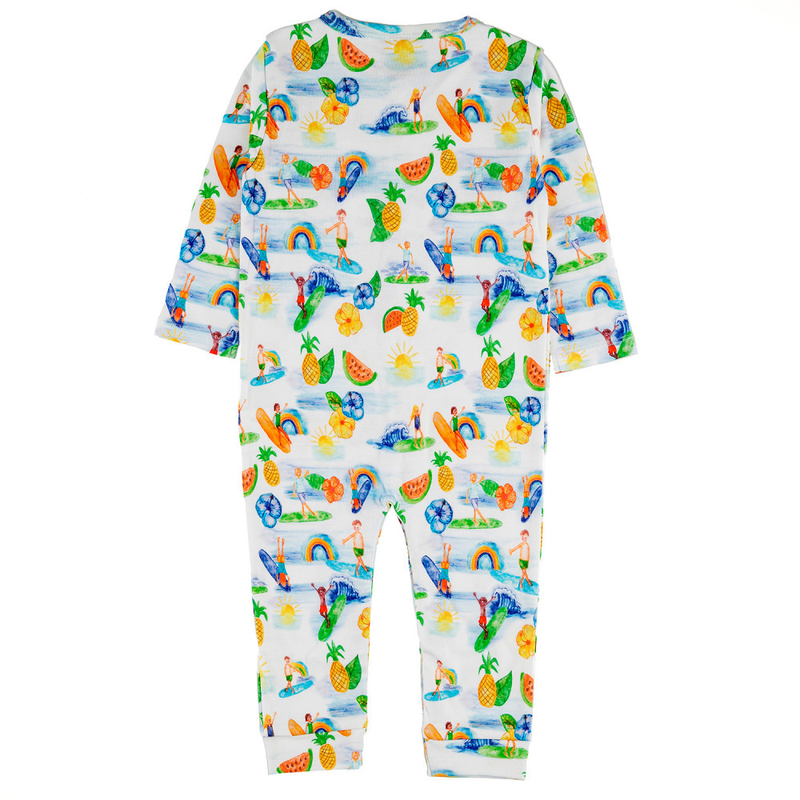 RINCON Tots Organic Cotton Romper/White (Hawaiian)