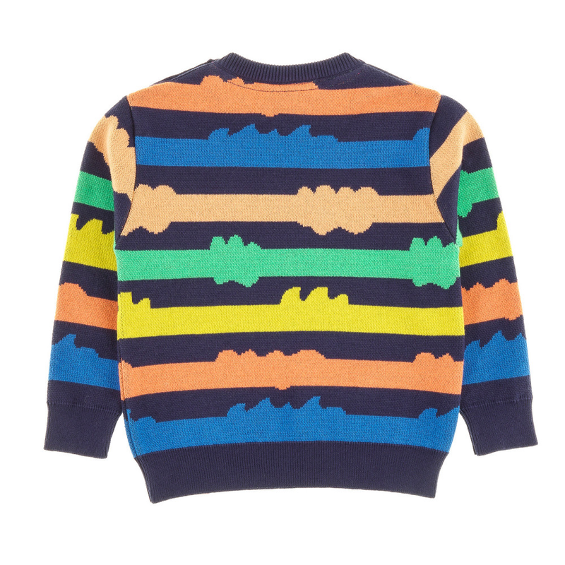 MONSTER MUSH Tots Organic Cotton Stripe Knit Jumper/Indigo