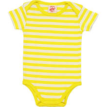 Load image into Gallery viewer, ESSENTIAL Baby Unisex Striped Organic Cotton Bodies (Pack of 4)/Navy, Bright Red, Sun, Teal
