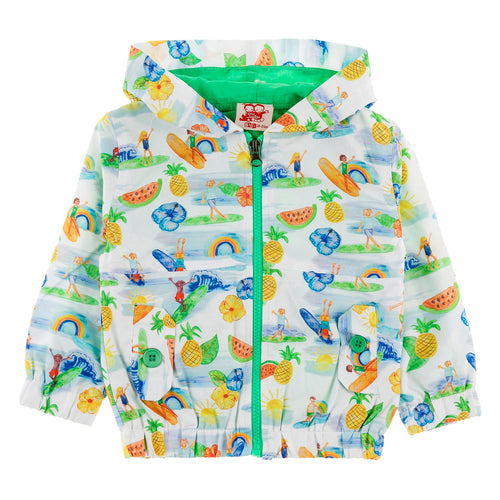 MAUI Tots All Over Printed Rain Jacket/White (Hawaiian) 