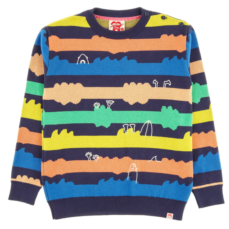 MONSTER MUSH Organic Cotton Stripe Knit Jumper/Indigo 