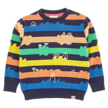 Load image into Gallery viewer, MONSTER MUSH Tots Organic Cotton Stripe Knit Jumper/Indigo 
