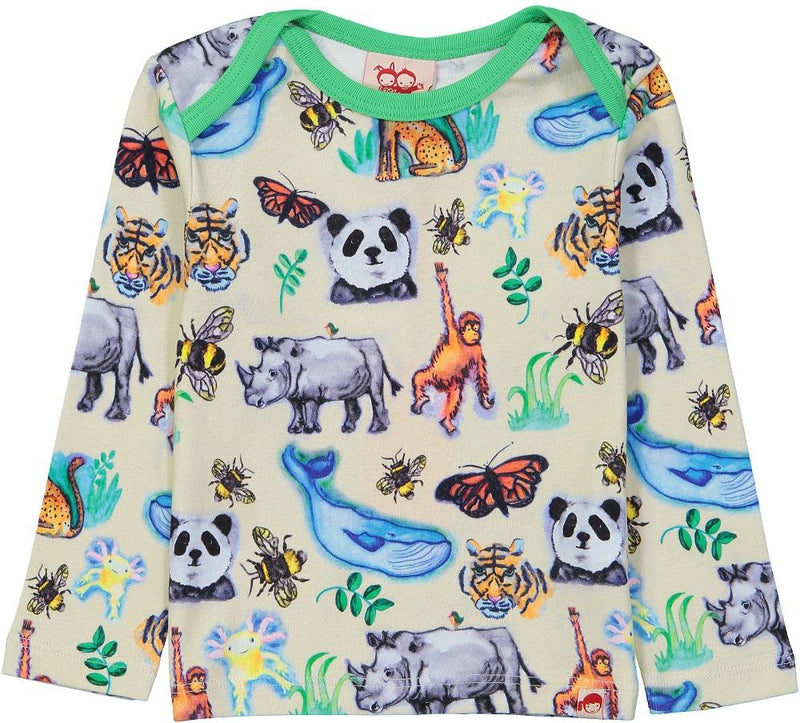 PANDA Baby Unisex Organic Cotton Long Sleeve T-Shirt/Creme 