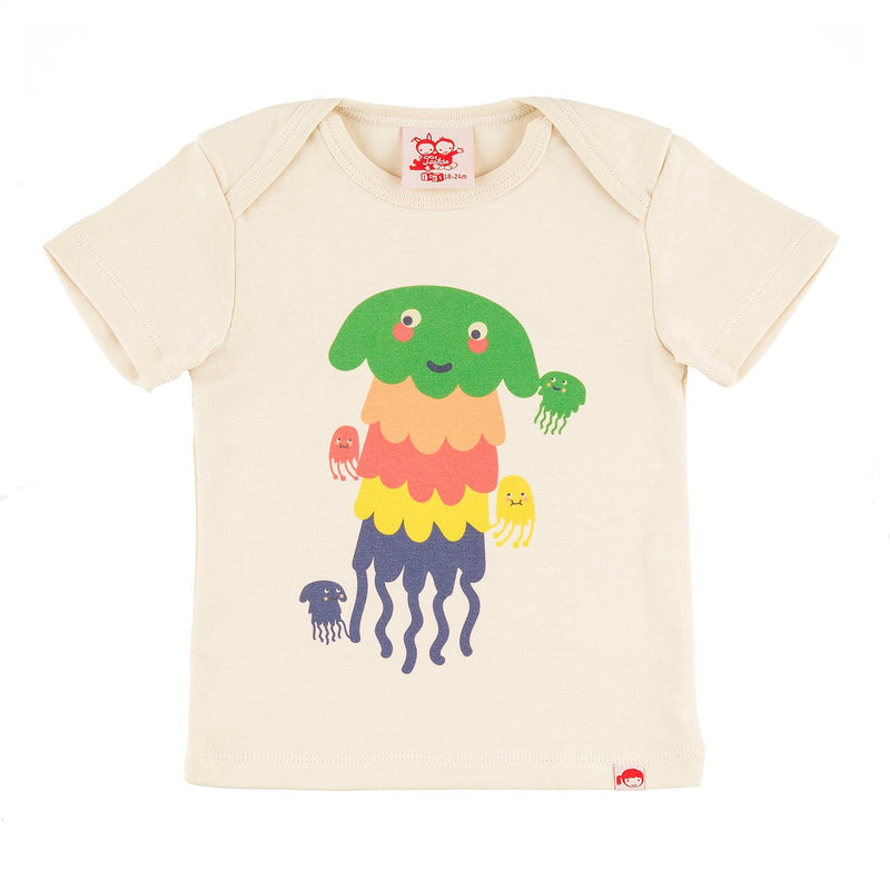 PASTA POINT Tots Organic Cotton Slim Fit T-shirt/Cream (Jellyfish) 