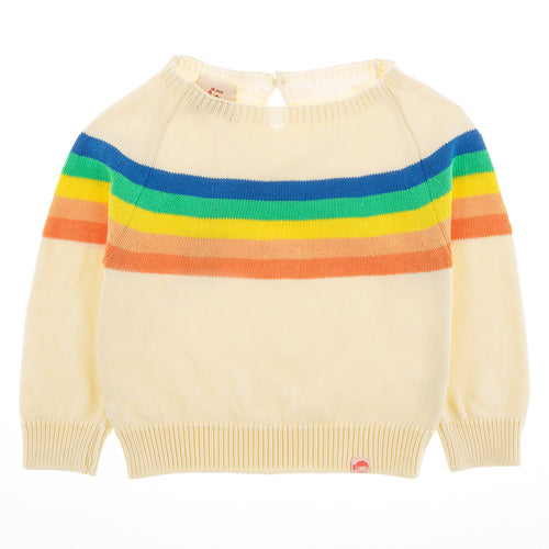 PIPELINE RAINBOW YOKE Tots Organic Cotton Knit Jumper/Cream 