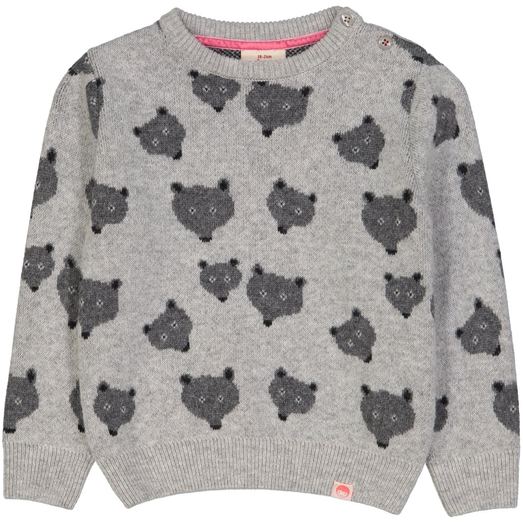 QUEBEC Jacquard Pique Knit Jumper/Light Heather Grey (Bears) 