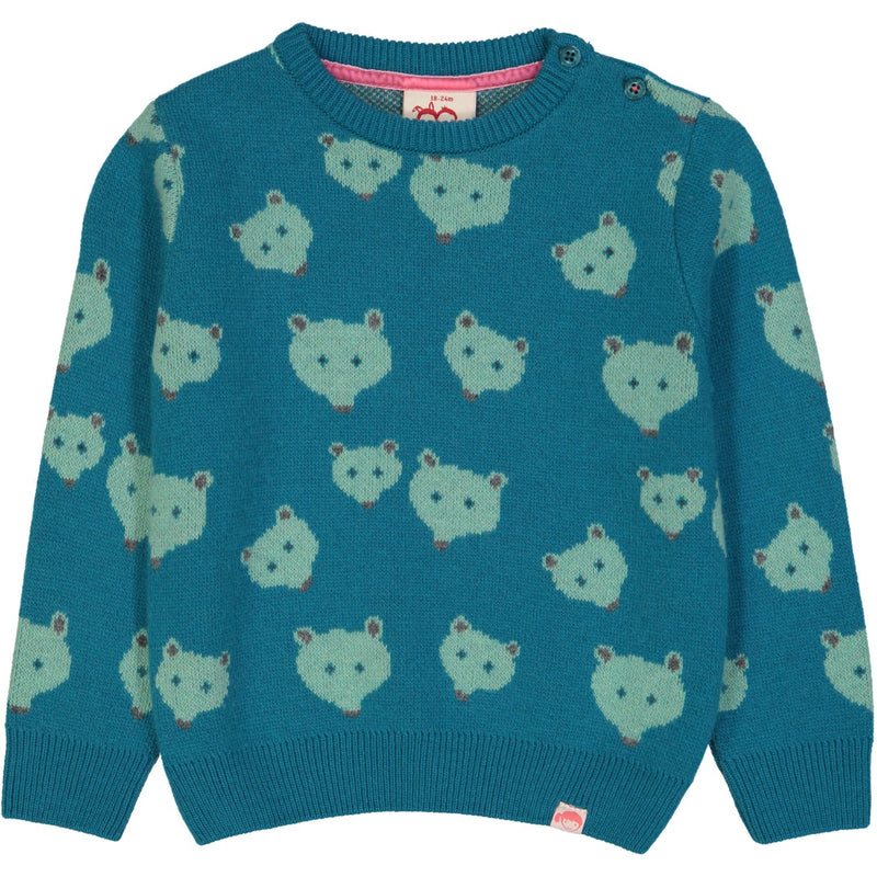 QUEBEC Jacquard Pique Knit Jumper/Stormy Blue (Bears)