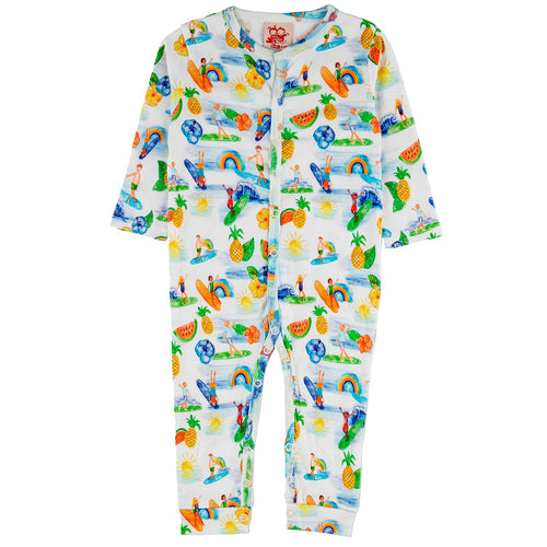 RINCON Tots Organic Cotton Romper/White (Hawaiian) 