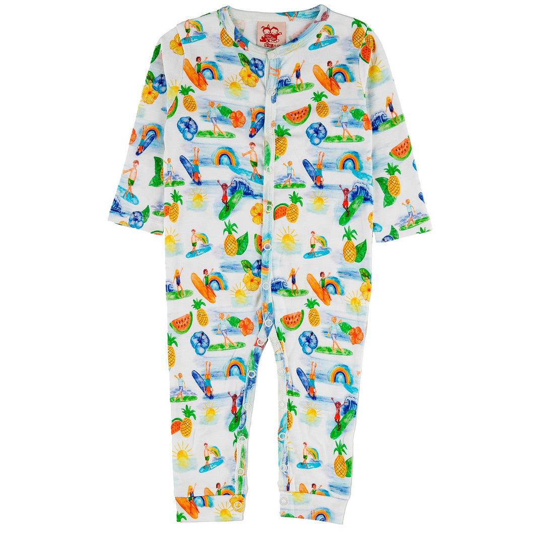 RINCON Tots Organic Cotton Romper/White (Hawaiian) 