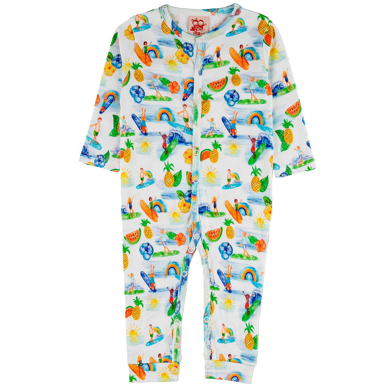 RINCON Tots Organic Cotton Romper/White (Hawaiian) 