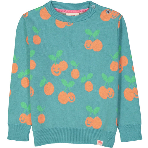 SAKURA Repeat jacquard pique knit jumper/Teal