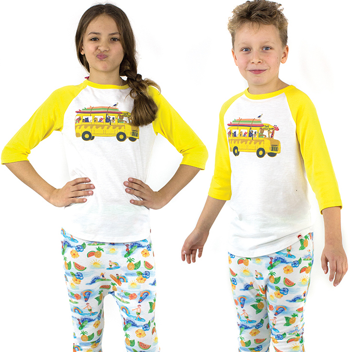 BUNDORAN Organic Cotton Raglan Sleeve T-shirt/Sun Yellow (School Bus) 