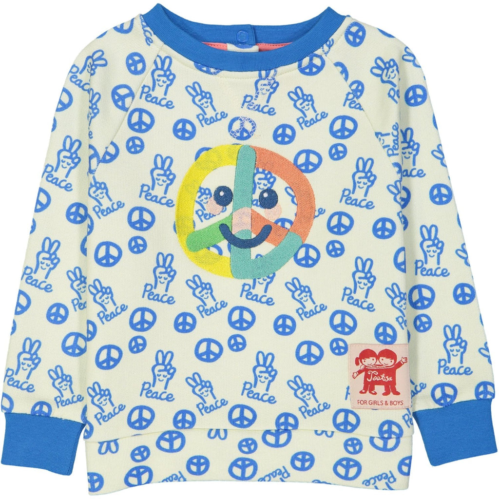 TEMAKI All over printed and embroidered Tootsa Tots sweatshirt/Bright Blue