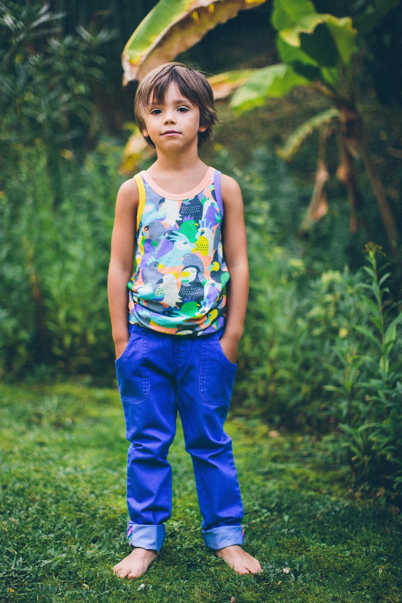 VITORIA all over printed vest top/Coral (Birds of a Feather)