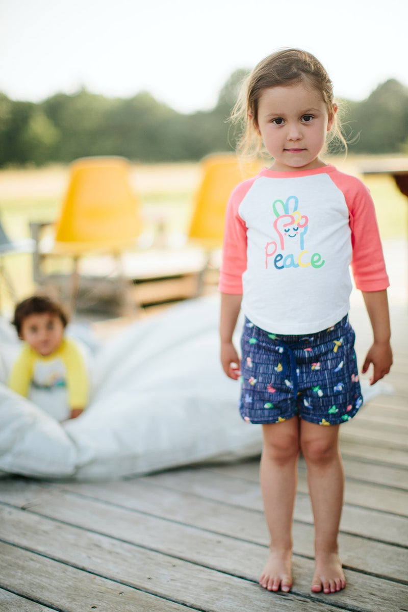 MAKI Tootsa Tots Raglan Sleeve T-Shirt/Coral