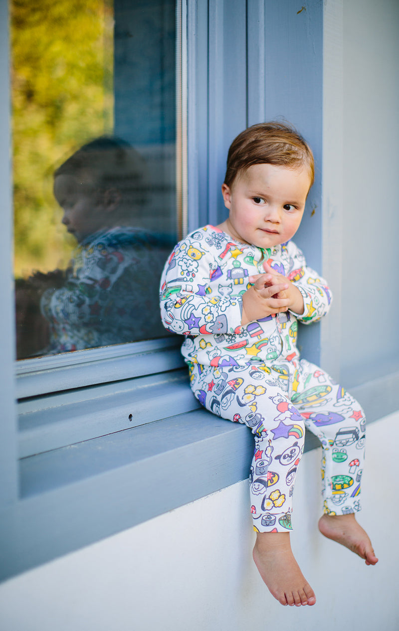 POKETTO All over printed Tootsa Tots romper/White