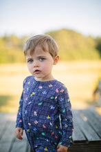 Load image into Gallery viewer, POKETTO All over printed Tootsa Tots romper/Navy
