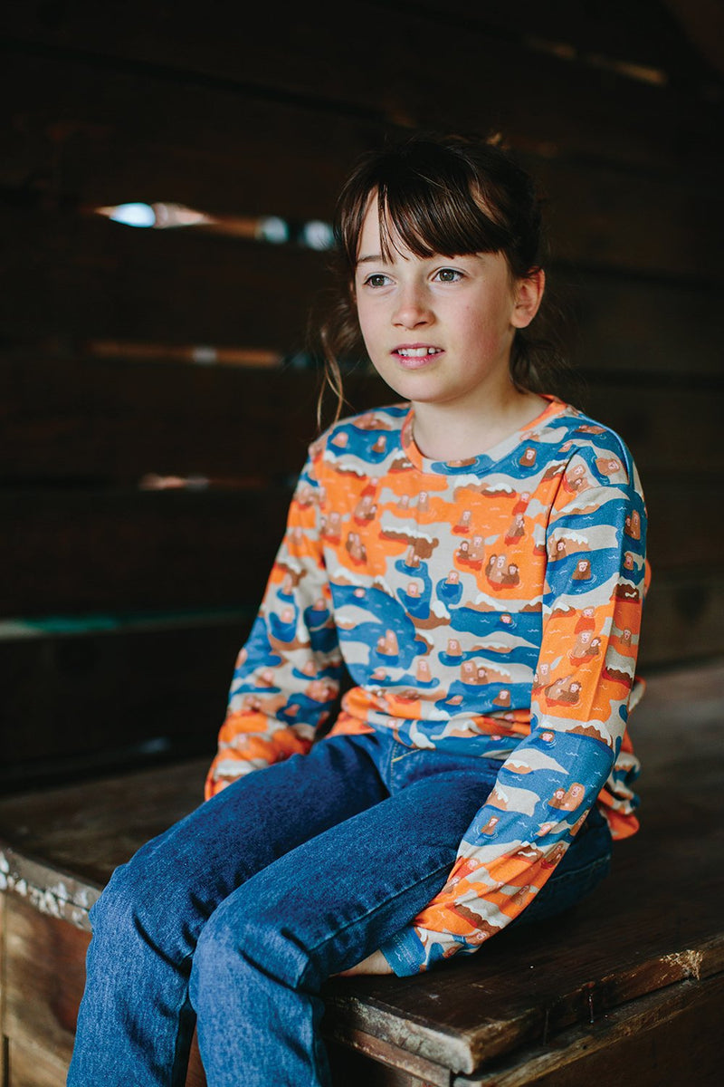 AYAKO Organic Cotton Printed Tootsa Tots Sweatshirt/Bright Blue