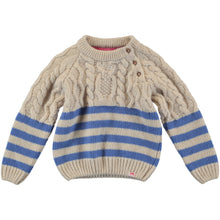 Load image into Gallery viewer, Galloway Cable Knit Jumper / Cream / Sky Blue 
